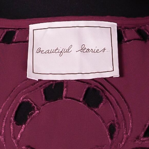 Beautiful Stories Anthropologie Women's Kimono Burgundy Open Front Cardigan OS - Picture 3 of 10
